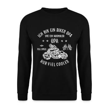 Opa Motorrad fahren - Unisex Pullover - Schwarz - Vorne - Alina (178cm) & Michal (187cm)