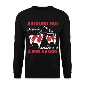 Cow Shirt • My Cows • Cow Gift - Unisex Sweatshirt - black - Front - Alina (178cm) & Michal (187cm)