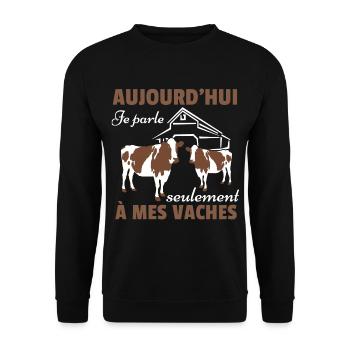 Vache Shirt • Mes vaches • Vache Cadeau - Sweat-shirt Unisexe - noir - Devant - Alina (178cm) & Michal (187cm)