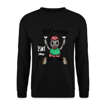 Hallo! Erhalten Sie dieses einzigartige - Unisex Pullover - Schwarz - Vorne - Alina (178cm) & Michal (187cm)