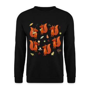 Eichhörnchen Party - Unisex Pullover - Schwarz - Vorne - Alina (178cm) & Michal (187cm)