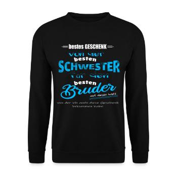 bestes Geschenk Schwester und Bruder - Unisex Pullover - Schwarz - Vorne - Alina (178cm) & Michal (187cm)
