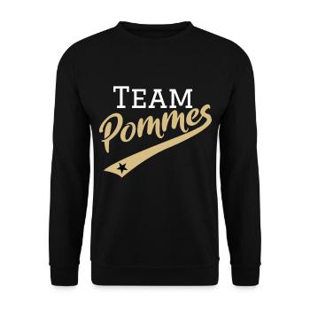 Gold Edition #Team #Pommes | Pas de poireau, des frites - Sweat-shirt Unisexe - noir - Devant - Alina (178cm) & Michal (187cm)