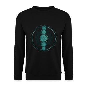 Heilige Geometrie Metatrons Würfel Petrol / Transzendenz - Unisex Pullover - Schwarz - Vorne - Alina (178cm) & Michal (187cm)