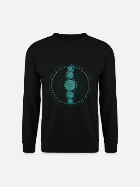 Heilige Geometrie Metatrons Würfel Petrol / Transzendenz - Unisex Pullover - Schwarz