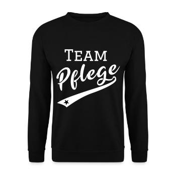Team Pflege | Kranken - Altenpflege | Teamshirts | - Unisex Pullover - Schwarz - Vorne - Alina (178cm) & Michal (187cm)