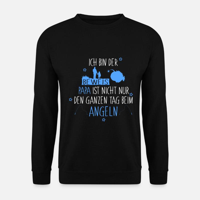 Ich bin der Beweis Angler papa Junge - Unisex Pullover - Schwarz