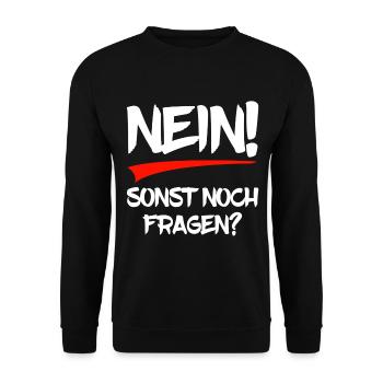 Nein - sonst noch Fragen? - Unisex Pullover - Schwarz - Vorne - Alina (178cm) & Michal (187cm)