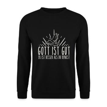 Gott ist gut! - Unisex Pullover - Schwarz - Vorne - Alina (178cm) & Michal (187cm)