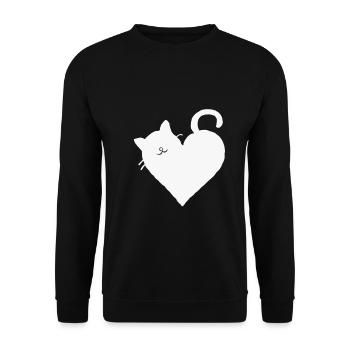 Cat gift love heart meow cat cat mom white - Unisex Sweatshirt - black - Front - Alina (178cm) & Michal (187cm)
