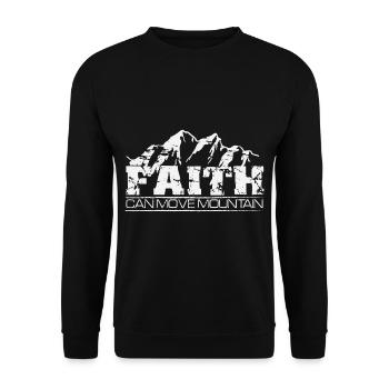 Glaube Faith Christlich Berge Mountain Geschenk - Unisex Pullover - Schwarz - Vorne - Alina (178cm) & Michal (187cm)