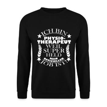Physiotherapeut weil Superheld kein offizieller - Unisex Pullover - Schwarz - Vorne - Alina (178cm) & Michal (187cm)