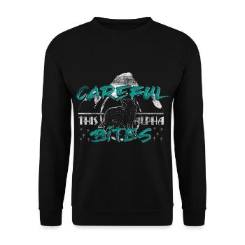 Wolf Alphawolf Geschenk - Unisex Pullover - Schwarz - Vorne - Alina (178cm) & Michal (187cm)