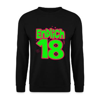 18. Geburtstag - Endlich 18 - Unisex Pullover - Schwarz - Vorne - Alina (178cm) & Michal (187cm)