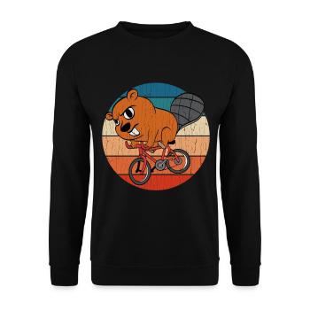 Biber lieben das Holzdesign, das für den - Unisex Pullover - Schwarz - Vorne - Alina (178cm) & Michal (187cm)