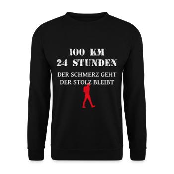 100 kilometer wandern in 24 stunden mit stolz - Unisex Pullover - Schwarz - Vorne - Alina (178cm) & Michal (187cm)