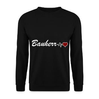 Bauherr Hausbau Herzschlag Geschenk für Richtfest - Unisex Pullover - Schwarz - Vorne - Alina (178cm) & Michal (187cm)