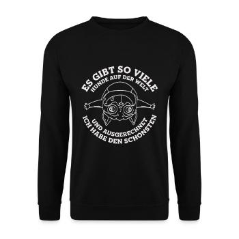 Mops - Unisex Pullover - Schwarz - Vorne - Alina (178cm) & Michal (187cm)
