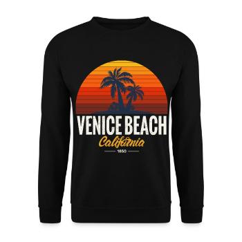 Venice Beach Sommer Kalifornien Palmeninsel Sunset - Unisex Pullover - Schwarz - Vorne - Alina (178cm) & Michal (187cm)