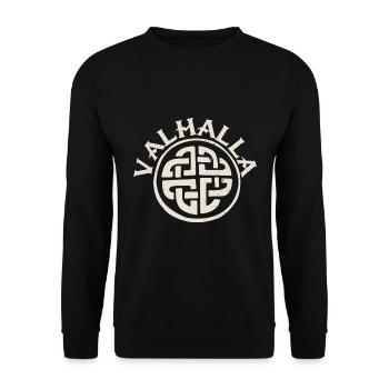 Valhalla Viking Knots Wikinger Knoten Symbol - Unisex Pullover - Schwarz - Vorne - Alina (178cm) & Michal (187cm)
