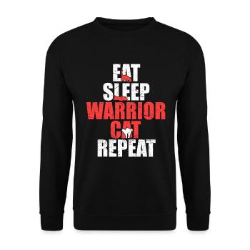 Eat Sleep Warrior Cat Repeat Shirt Tshirt Design - Unisex Sweatshirt - black - Front - Alina (178cm) & Michal (187cm)