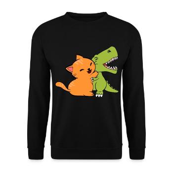 Teeshirt Cool Dinosaure Pour Amoureux des Animaux - Sweat-shirt Unisexe - noir - Devant - Alina (178cm) & Michal (187cm)