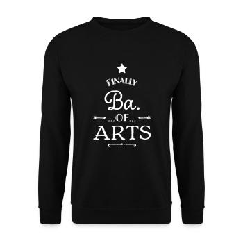 finally ba. of arts T-Shirt - Unisex Pullover - Schwarz - Vorne - Alina (178cm) & Michal (187cm)