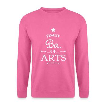 finally ba. of arts t-shirt - Unisex Sweatshirt - pink - Front