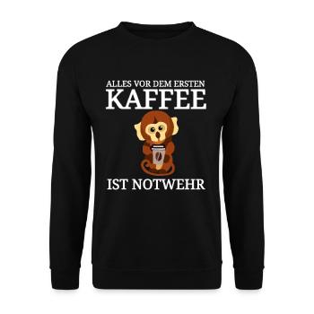 lustiger Kaffee Spruch Käffchen - Unisex Pullover - Schwarz - Vorne - Alina (178cm) & Michal (187cm)