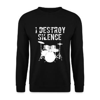 Drumming Shirt For Drummers "I Destroy Silence" - Sweat-shirt Unisexe - noir - Devant - Alina (178cm) & Michal (187cm)