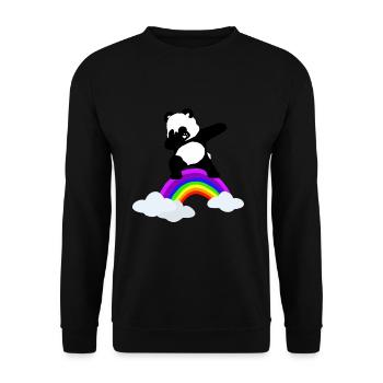 Dabbender Panda Regenbogen Kinder Baby - Unisex Pullover - Schwarz - Vorne - Alina (178cm) & Michal (187cm)