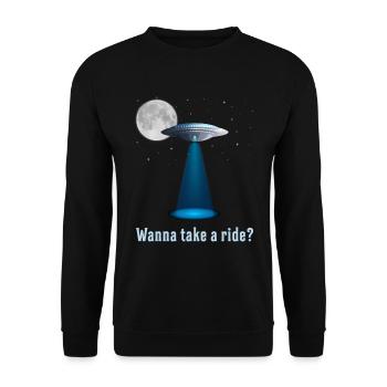 Alien Aliens Ufo Space Raumschiff Geschenkidee - Unisex Pullover - Schwarz - Vorne - Alina (178cm) & Michal (187cm)