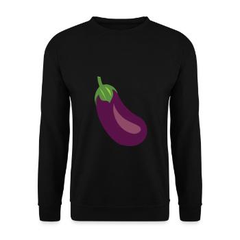 Lustige Aubergine - Unisex Pullover - Schwarz - Vorne - Alina (178cm) & Michal (187cm)