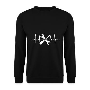 Herzschlag Mechanik Werkzeug Heartbeat Handwerk - Unisex Pullover - Schwarz - Vorne - Alina (178cm) & Michal (187cm)