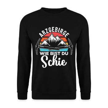 Sachsen Erzgebirge vintage Berge wandern Geschenk - Unisex Pullover - Schwarz - Vorne - Alina (178cm) & Michal (187cm)