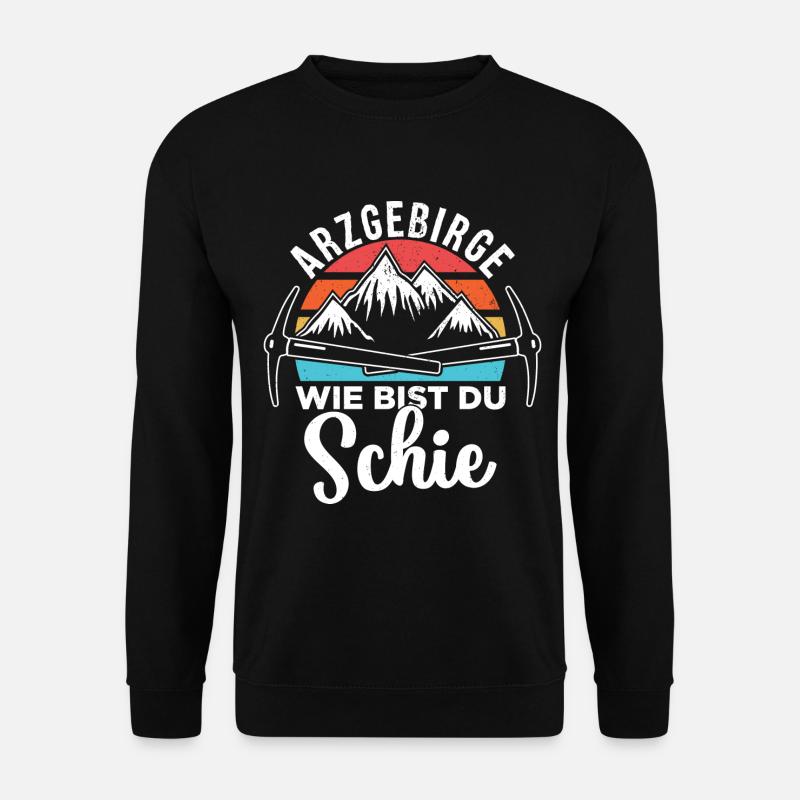 Sachsen Erzgebirge vintage Berge wandern Geschenk - Unisex Pullover - Schwarz
