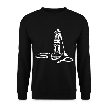 Stand up paddling | stand up paddler on water - Unisex Sweatshirt - black - Front - Alina (178cm) & Michal (187cm)