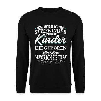 Stiefvater Stiefeltern Bonuspapa Bonus Geschenk - Unisex Pullover - Schwarz - Vorne - Alina (178cm) & Michal (187cm)