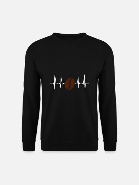 Kaffee Herzschlag Kaffeebohne Coffee Cafe - Unisex Pullover - Schwarz