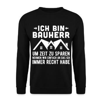 Bauherr Bauherrin Outfit für Hausbau Richtfest - Unisex Pullover - Schwarz - Vorne - Alina (178cm) & Michal (187cm)