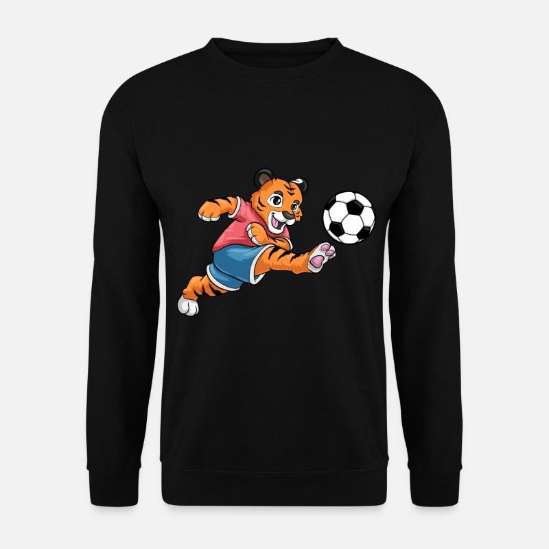 Tiger als Fußballer mit Fußball - Unisex Pullover - Schwarz