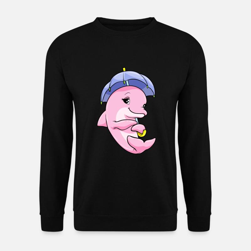 Delfin mit Regenschirm - Unisex Pullover - Schwarz