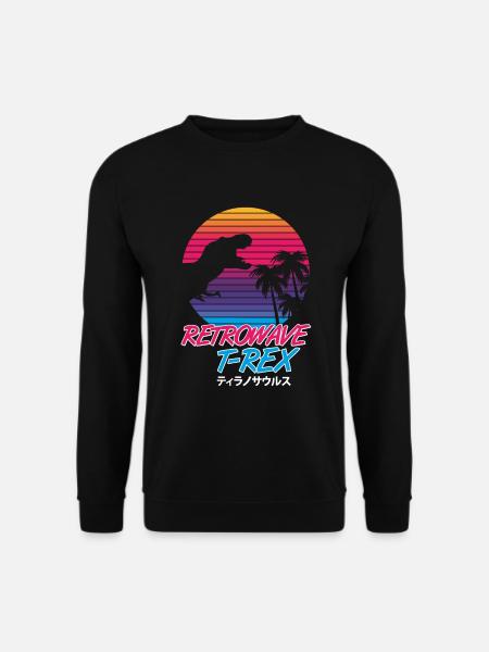 Retrowave T-Rex - Unisex Sweatshirt - black