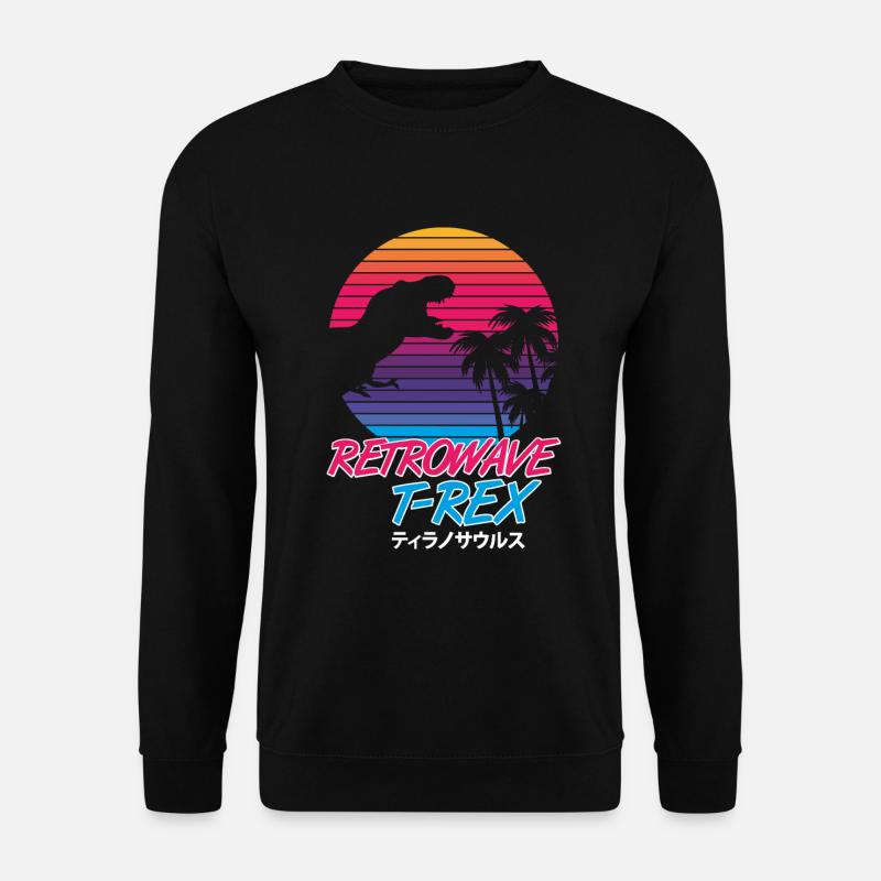 Retrowave T-Rex - Unisex Pullover - Schwarz