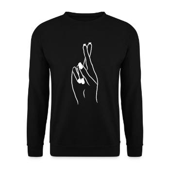 Symbol hand sign hand finger cool gift - Unisex Sweatshirt - black - Front - Alina (178cm) & Michal (187cm)
