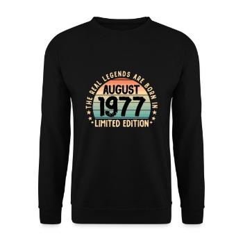 Born august 1977 Vintage Shirt Limited Edition - Unisex Sweatshirt - black - Front - Alina (178cm) & Michal (187cm)