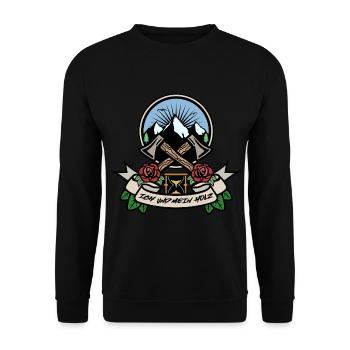 Waldarbeiter Ich und mein Holz - Unisex Pullover - Schwarz - Vorne - Alina (178cm) & Michal (187cm)