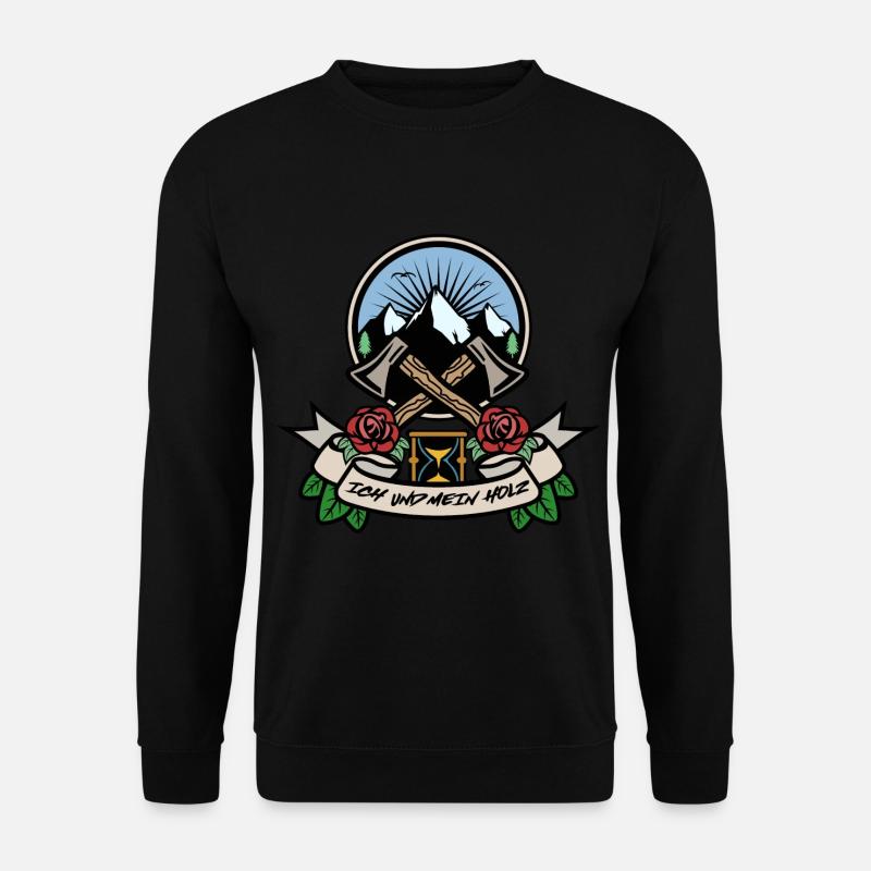 Waldarbeiter Ich und mein Holz - Unisex Pullover - Schwarz