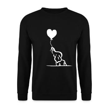 Baby Elefant süß Tierbaby Zoo Tier Elefanten Herz - Unisex Pullover - Schwarz - Vorne - Alina (178cm) & Michal (187cm)