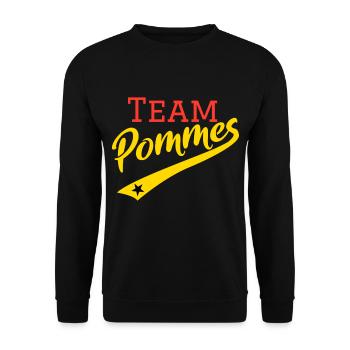 Frites d'équipe | rétro | vintage avec étoile - Sweat-shirt Unisexe - noir - Devant - Alina (178cm) & Michal (187cm)
